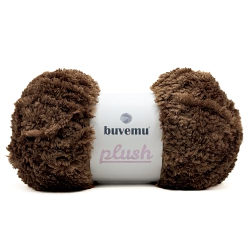 Image of Plush Faux Fur Bulky Yarn, Super Soft Fluffy Fuzzy for Knitting Crocheting Crafting, 100 Gram (3.53 Ounces) 109 Yards (100 Meters) (Chocolate Brown)