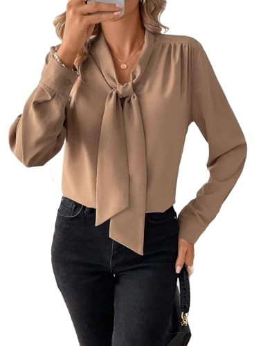 BLENCOT Damen Bluse Langarm Hemdbluse Elegant V-Ausschnitt Casual Tunika...