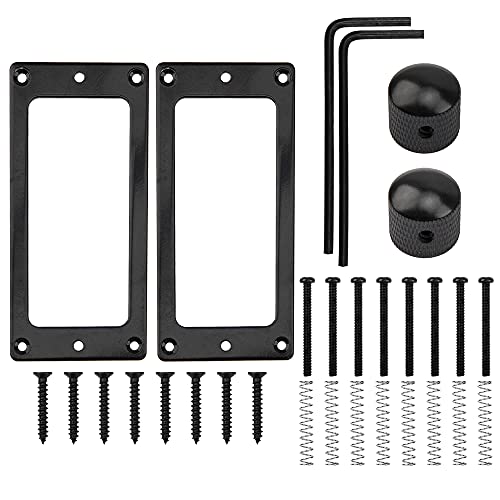 1Set Yootones Metal Flat Humbucker Cover Electric Guitar Pickup&Double Coil Pickup Frame Ring Mounting Screws Springs Suit&Electric Guitar Knobs Compatible With Electric Guitar Accessory (Black) #TOP15