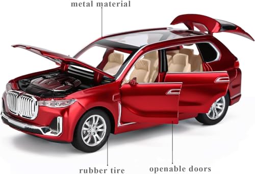 Image of Invite Enterprise Diecast Model Metal Pull-Back Car with Sound Light and Opening Doors: A Kids' Toy Vehicle Gift (1:24 B M W X7 - RED)