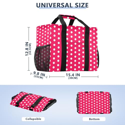 Polka Dots Red White Large Beach Bag Waterproof Beach Tote Bags for Women Travel Gym Pool3