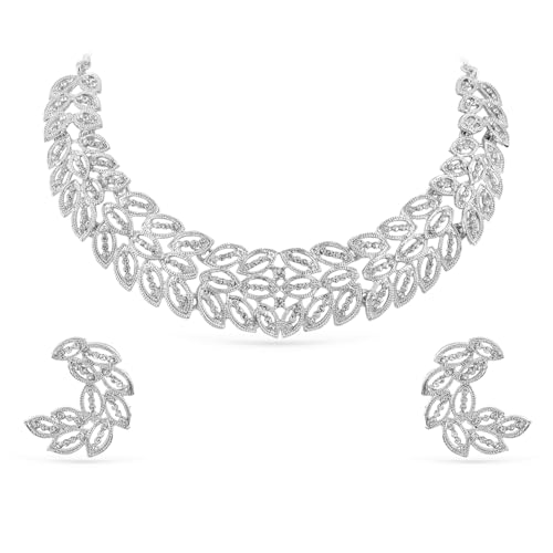 Image of Rubans Necklace Set American Diamond Cubic Zirconia Jewellery Gift for Women & Girls