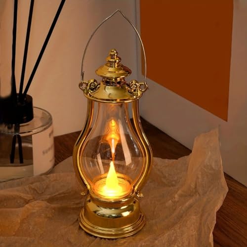 Lámpara led de aceite retro pequeña con luz de viento portátil y vela led 2