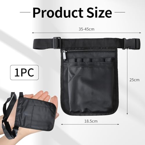 Krankenschwester Tasche, Kellnertasche mit Gürtel, Gürteltasche Damen aus Oxford Stoff, Seitentasche Damen Schwarz, Gürteltasche Arbeit Einzelhandel, Umhängetasche Pflegekraft, Verstellbar Gürtel