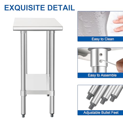 Image of HARDURA Stainless Steel Commercial Table 30x15 Inches