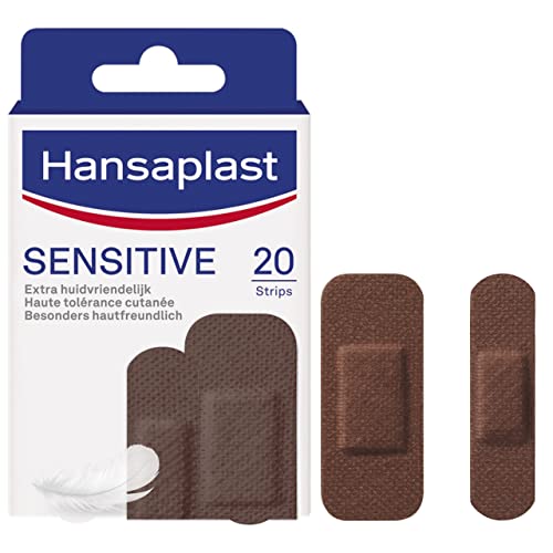 Hansaplast Sensitive Pansements hypoallergéniques peaux foncées (1 x 20 pces), Pansements universels respirants et résistants, Pansements prédécoupés pour peaux foncées Cover