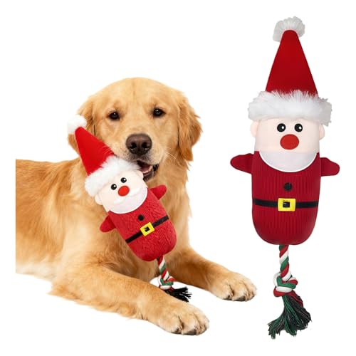 PIujsym Hundespielzeug Weihnachten, Kauspielzeug Hunde, Robustes & Interaktives Spielzeug für kleine bis große Hunde, Quietschendes Spielzeug zur Zahnreinigung, Ideal Dog Toys Geschenk zu Weihnachten