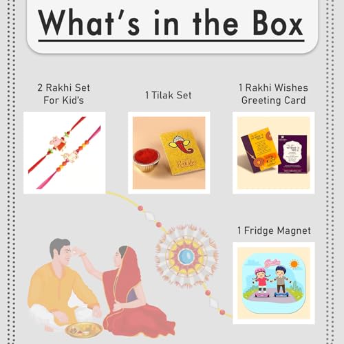 Image of CraftVatika Magnet with Rakhi Gift Combo for Brother Boy Kids Sister Rakhi Set of 2 for Kids Boys Girls Rakhi with Magnet Gift, Fridge Magent for Fridge Door Decor