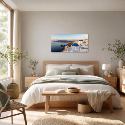 Image of Wall Art Santorini Island Skyline at Sunrise