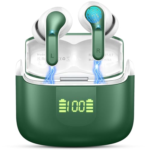 Ordtop Cuffie Bluetooth, 2025 40H Verde Scuro Auricolari Bluetooth con microfono HD