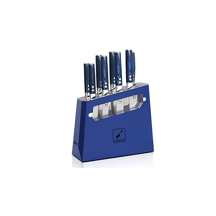 Knife-Set-imarku-9-Piece-Kitchen-Knife-Set-Knife-Sets-for-Kitchen-with-Block-and-Sharpener-Japanese-Stainless-Steel-Professional-Knife-Set-for-Chef-with-Ergonomic-Handle-Blue Imarku Premium Quality Knife Set with Block, 9 Pieces Professional Chef Knife Set with Knife Sharpener, Ergonomic Handle, Food Grade Stainless Steel Knife Set, Christmas Gifts for Women and Men
