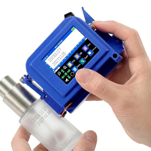 Eurannit E11 Mini Handheld Inkjet Printer with External Conveyor Wheel - 0.5" Portable Coder with ER520 Quick-Dry Ink for Text, Date, QR Code on Bottles & Curved Surfaces