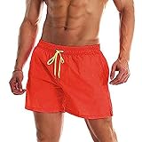 Lncropo Men's Swim Trunks Quick Dry Bathing Suits with Mesh Lining Swimwear Swim Shorts,A12-Orange Red,34