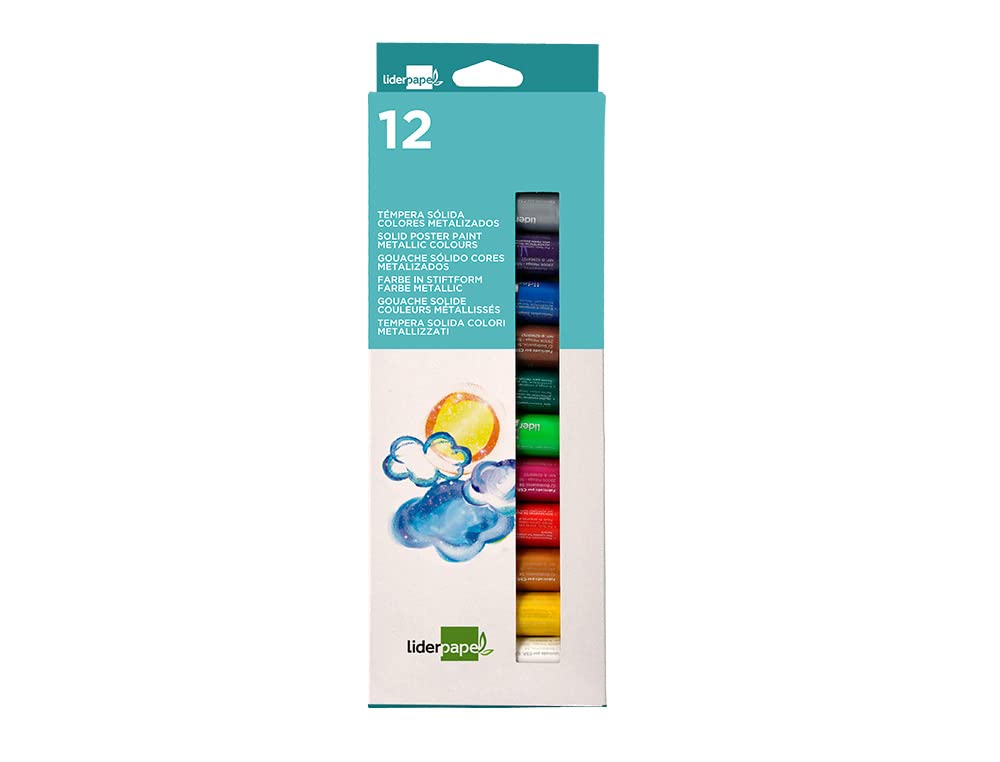 Tempera solide en barre pour écolier boîte de 12 couleurs assorties 10g