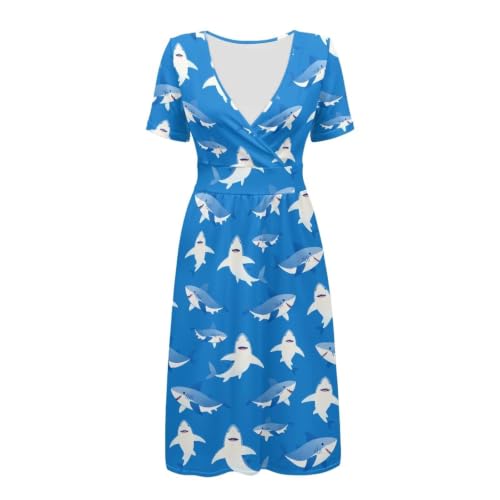 Image of Women's Summer Dresses Short Sleeve Formal Dresses with Pockets | Lightweight polyester fabric delivers cool airflow during hot summer outdoor activities