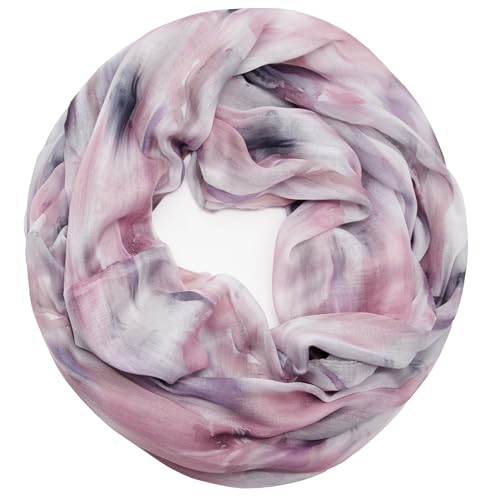 Gloop Loop Tube Scarf for Women Scarf Silky Airy Light with Colourful Pattern Print, Light Pink 00959a4, 85 x 48 cm