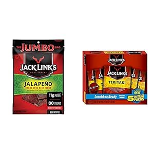 Jack Link’s Beef Jerky Jalapeno and Teriyaki Flavor Meat Snacks Bundle (5 count)