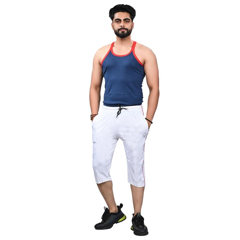 Men’s Sports Capri with Red Stripe | Premium Gym, Running & Casual Wear Capri Pants for Men | Comfortable & Stylish Activewear-image-26
