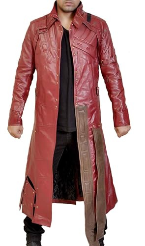 Prime-Fashion Mens Distressed Maroon Star Protector King Faux Leather Galaxy Adult Costume Jacket3
