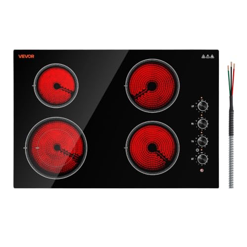 Image of VEVOR Electric Cooktop 30inch 4 Burners Stove Top 7200W 220V No Plug