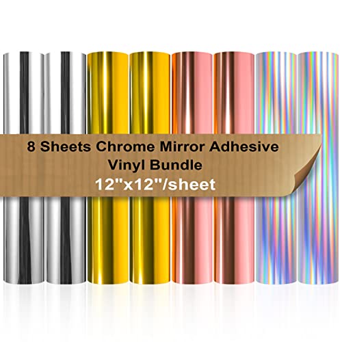 Paquete de vinilo adhesivo Craft holográfico de Chrome 30x30cm (8 hojas) 4 colores múltiples para Silhouette Cameo y otros cortadores de artesanía para decoración Cover