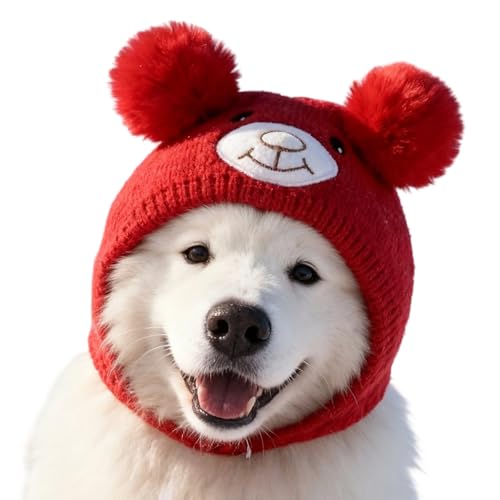 Knitted Hat for Dog Hat Soft Thicken Fabric Warm Weather Pet Headwear for Holiday Outfits and Outdoor Tasks Winter Dog Hat