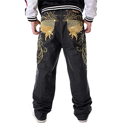 LUOBANIU Men's Black Baggy Jeans Hip Hop Loose fit 90s Vintage Cargo Denim Fashion Dance Skater Skateboard Pants2