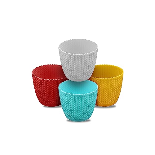 Kraft Seeds Unicon Pots for Home Garden (4 Pcs, Multicolor) | Outdoor Gardens and Home Plant Pots | Durable Plastic Planters for Balcony and Terrace | Plastic Flower Pots for Indoors and Home Plants