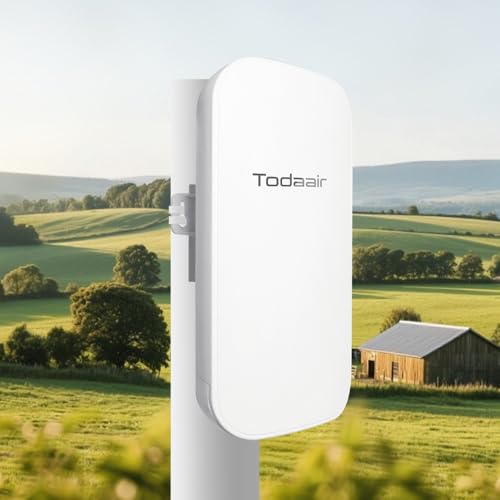 TODAAIR Outdoor WiFi Extender | AI Watchdog | Repeater&AP Mode｜IP65 Weatherproof | Up to 1200Mbps Dual Band WiFi Repeater | Covers Up to Least 3440 Sq. ft and 30 Devices | WiFi Extender Outdoor