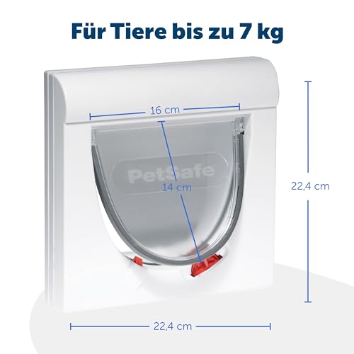 PetSafe Staywell Klassische Magnetische Katzenklappe, Magnet-Schlüssel gibt nur Ihrer Katze Zugang - hält fremde Tiere draußen, mit 4 Verschlussoptionen, für Katzen bis zu 7 kg, Weiß