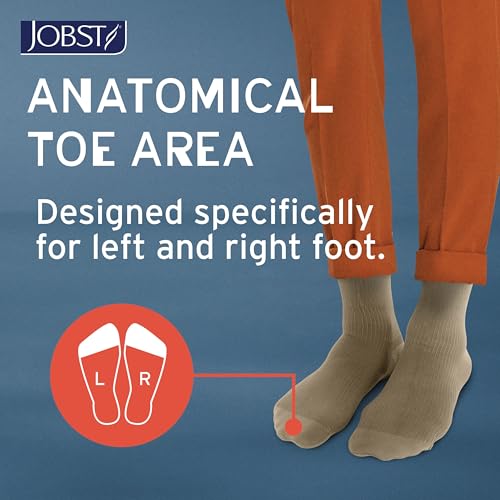 Image of JOBST forMen Compression Socks 20-30 mmHg Knee High, with SoftFit Band, Closed Toe, Black, X-Large Full Calf
