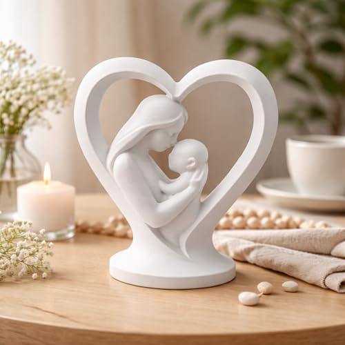 Image of CraftVatika Mother Baby Statue Showpiece Gift, Resin Mother Baby Figurine, motherr Child Statue, Home Decor Items, House Warming Gifts Mother's Day, Baby Shower Gifts for Mom to be
