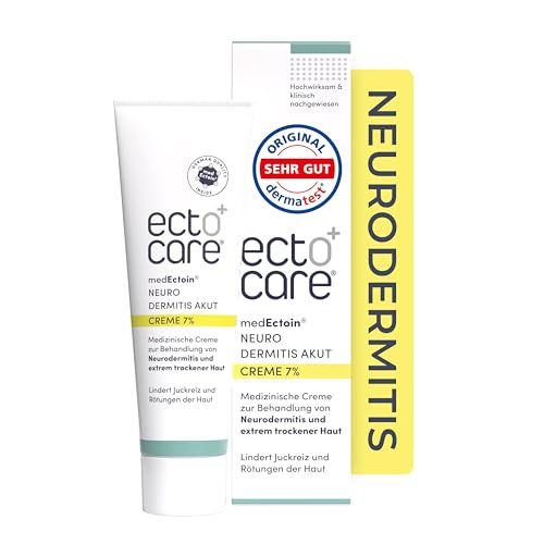 ectocare® Neurodermitis Creme Akut mit 7% Ectoin 50 ml | Dermatitis & Ekzemen Salbe ohne Kortison | Lindert trockene, gereizte, rote und juckende Haut | Medizinprodukt, auch für Kinder und Babys