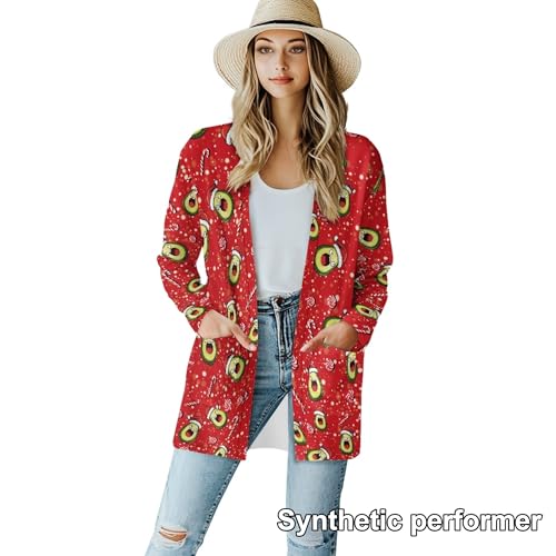 Image of Fall Maple Leaf Cardigan Sweaters for Women Long Sleeve Cardigan Soft Drape Open Front Dusters V-Neck Jackets Dressy