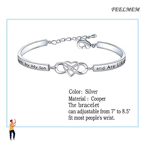 Feelmem Daughter-In-Law Gift Bracelet You Were Hand Chosen By My Son And Are Like A Daughter To Me Infinity Love Heart Bracelet Gift For Daughter In Law (Bar Bracelet Silver) #TOP1