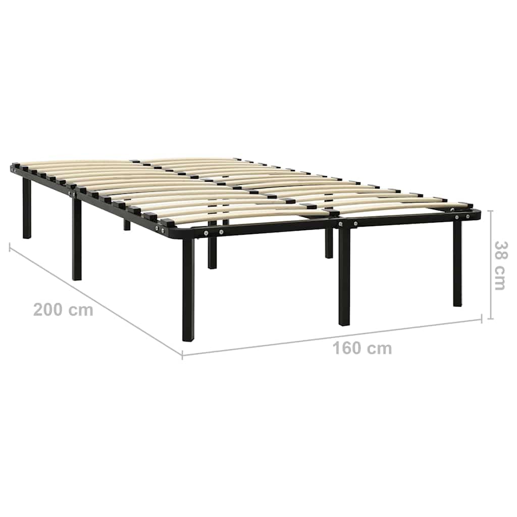 vidaXL Estructura de Cama Dormitorio Casa Robusta Duradera Mobiliario Cómodo Moderna Doble Matrimonial para Adultos de Metal Negro 160x200 cm