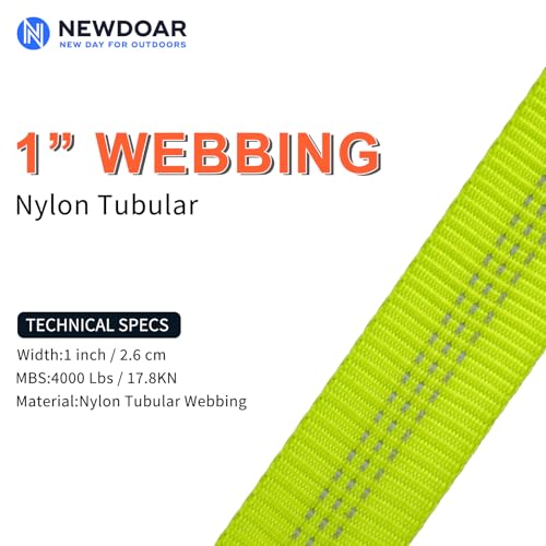 Image of NewDoar CE UIAA Certified 1 Inch Nylon Webbing Strap /Tubular Climbing Webbing - Heavy Duty Strap for Rescue, Climbing, Harnesses, Rock Work, & Firefighting