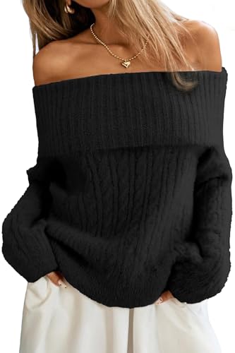 ELLEVEN Off The Shoulder Sweater Tops for Women...