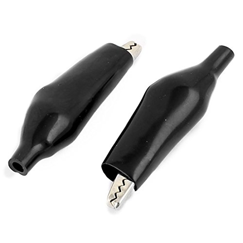 Aexit 20 piezas conectores con pinza cocodrilo 56mm negro miniatura 2