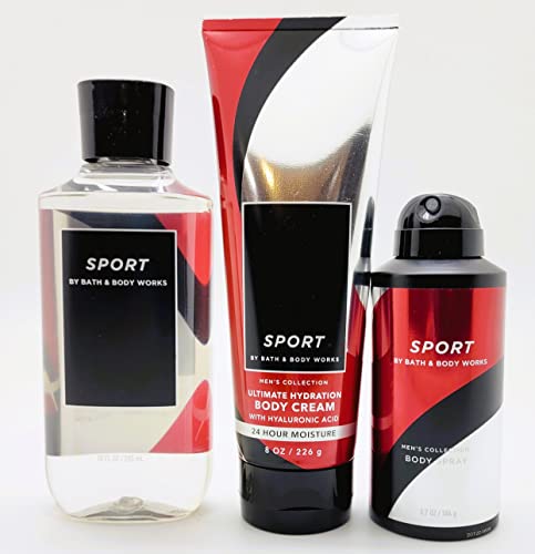 Sport – For Men - 3 pc Bundle - 3-in-1 Hair, Face & Body Wash, Deodorizing Body Spray and Ultimate Hydration Body Cream – 2022