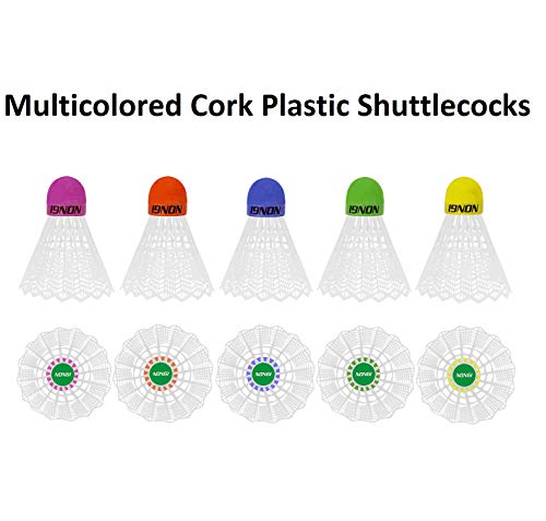Image of Neo Colored Cork Plastic Badminton Shuttlecocks for Indoor Outdoor Badminton Sports - Color White - Speed Medium - Pack of 5 Shuttle