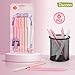 Dacono Aesthetic Ballpoint Pens - （Macaron Pink） Pastel Roller Ball Pens, 0.5mm Retractable Gel Ink Pens | Black Ink | Cute Ball Point Pen - Pack of 6