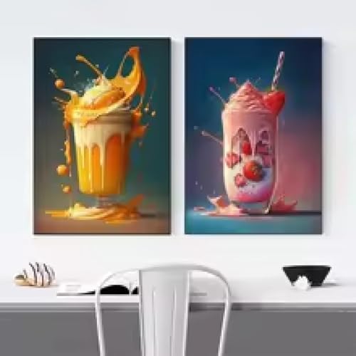 Affiche café et cocktail XINBAO toile murale 30x50 cm avec cadre pour déco