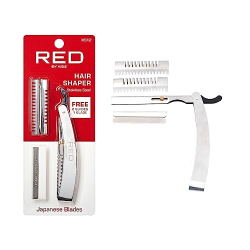 RED by Kiss Stainless Steel Hair Saper, Shaving Razor Blades Edge Trimmer Hair Removers for Men, Blades Hair Shaver (Hair Shaper with Guides)