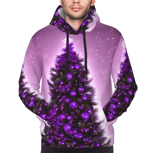 Sweat à capuche homme imprimé arbre violet polyvalent pour superposition décontractée - 3