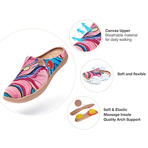 Image of UIN Slipper Woman Travel Art Painted Shoes Wide Toe Casual Home Slip On Mules Malaga