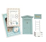 Puerta Ratoncito Perez para Pared, con Caja para el diente de leche y certificado de recogida, fabricado en Madera y Pintado a mano, fácil montaje (Verde Menta)