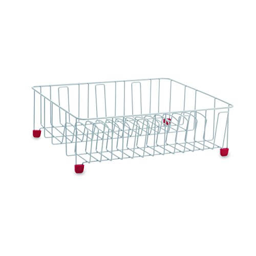 Farberware Classic Large Rust Resistant Full Dishrack with Removable 3 Compartment Flatware Caddy, Andlged Drain Board, 3-Piece, Red - Thumbnail 4