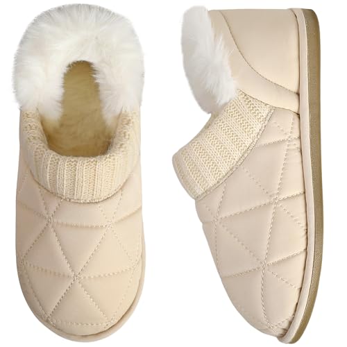 MIXIN Womens Memory Foam Slippers Slip-On Comfy Fuzzy Knit Bedroom Slipper Warm House Shoes for Indoor & Outdoor Comfort