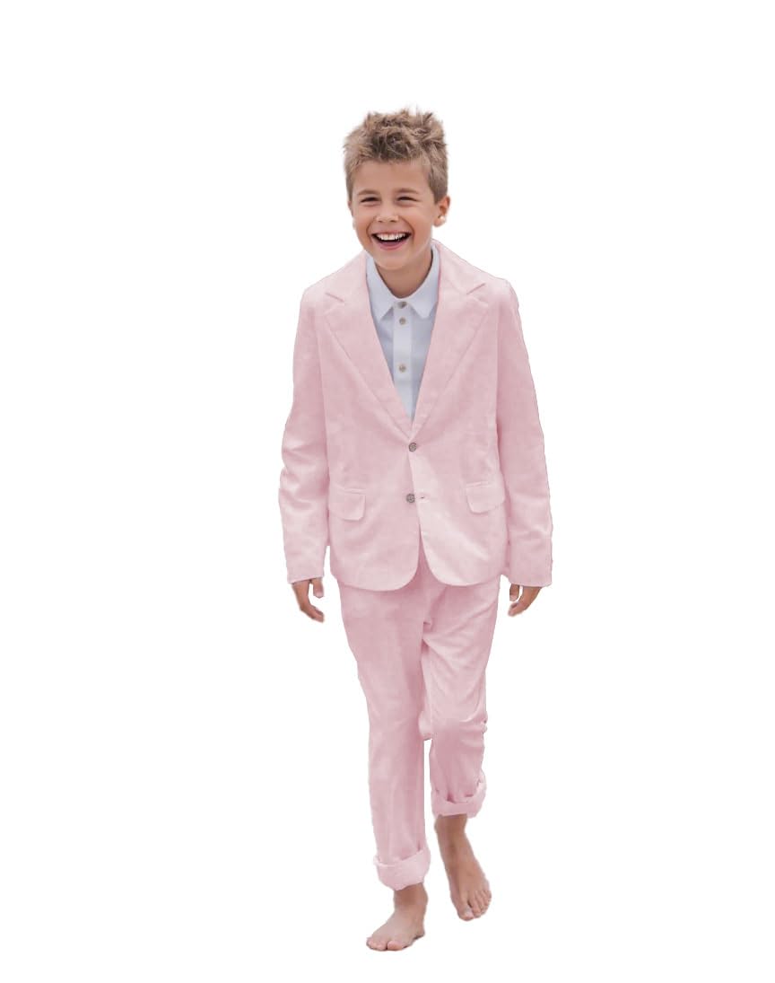 Jungen 2-teiliges Anzug-Set aus Leinen, für Teenager, Jungen, Kinder, Hochzeit